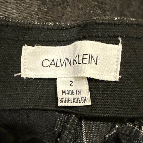 Calvin Klein-Womens Pants-Dark Gray Plaid Pull On Trouser-Preppy-Size 2 - Picture 7 of 15
